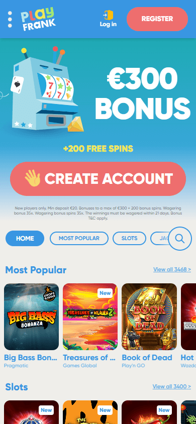 PlayFrank Casino Mobile screenshot